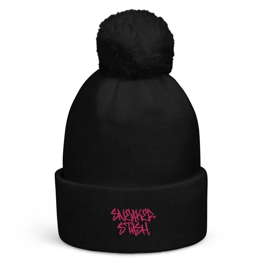 Pompom Beanie (Black/PInk)